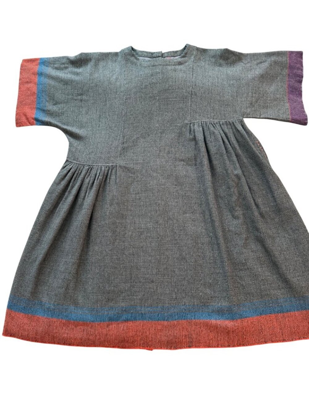 Péro Womens Santa Fe Artisan Handmade Art-To-Wear Dress Size M Gray Lagenlook